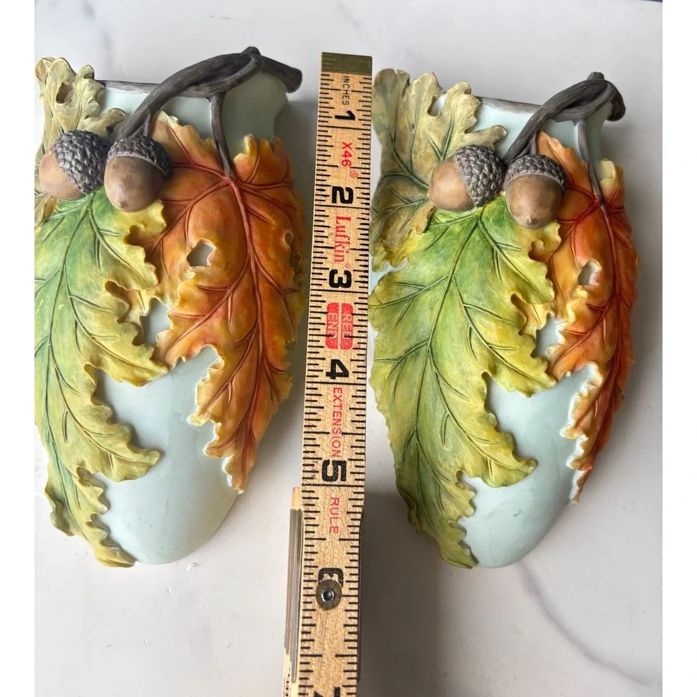 Ibis & Orchid Design Fall Leaves 139 Wall Pockets Pair Acorns Autumn Decor